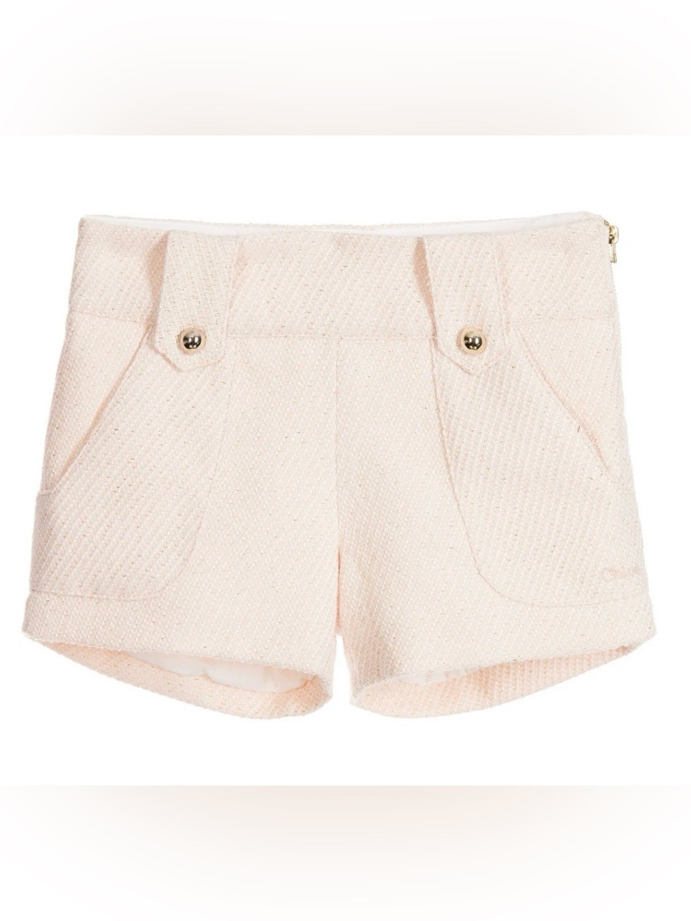 Chloe Girls Tweed Wool Shorts, Light Pink, 8Y